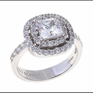 Absolute Princess Cut Double Halo Ring.
